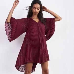 Anthropologie Deep Red Pleated Top